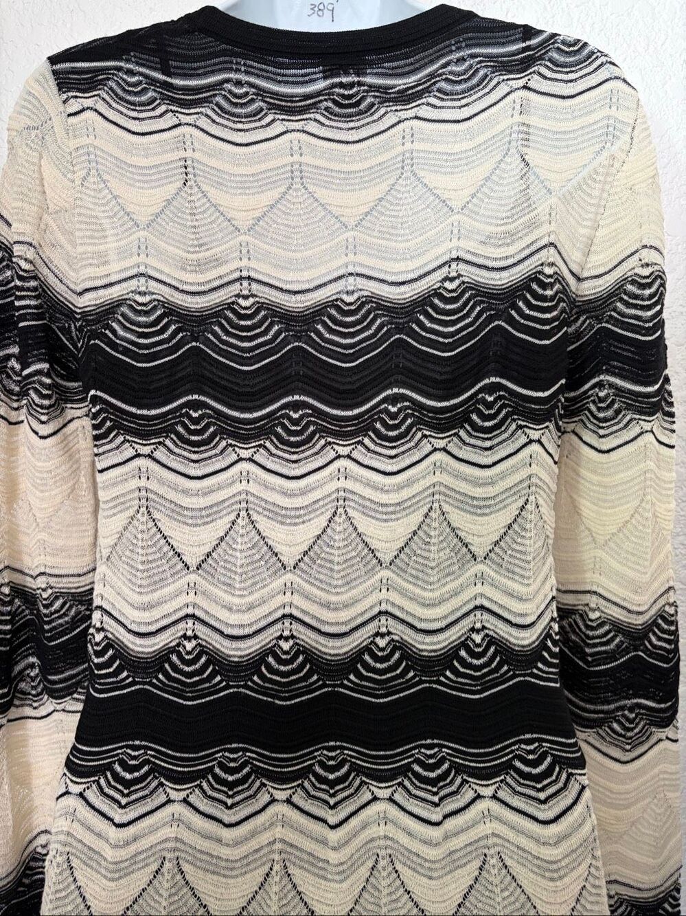 M Missoni Black Cream Signature Wave Knit Long Sleeve Sweater Dress IT 44 - Picture 7 of 12